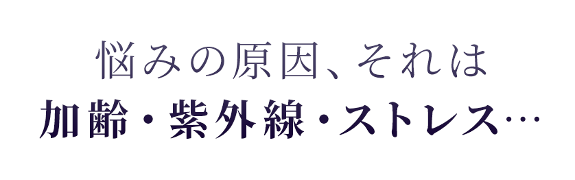 悩みの原因、それは加齢・紫外線・ストレス